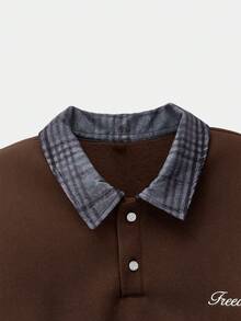 ESTAVOR Men's Standard Size Black Pullover Pullover Sweatshirt With Embroidered Collar, Casual For Spring & Autumn - Brown - View 4