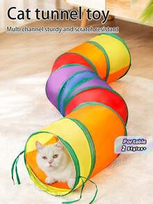 Collapsible Rainbow Cat Tunnel, Foldable Pet Cat Tunnel Toy,Suitable For Cats And Rabbits, Indoor/Outdoor Use, Portable - Multicolor - View 1