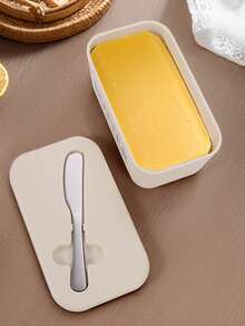 1pc Plastic Butter Dish With Butter Knife And Lid, Butter Storage Container For Kitchen Baking And Gifting, Sealed Butter Dish Can Be Placed On Counter Or In Fridge, Dishwasher - View 6