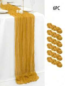 35 * 71/118/157 Inch Cheese Cloth Table Runner & Napkin, Countryside Transparent Table Runner,Bohemian Style Table Runner Suitable For Wedding Decoration/Garden Arch,Perfect For Wedding,Holiday,Party,Decoration,Home Decor (Multiple Colors Available) - Turmeric - View 19
