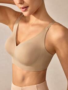 Veilyse Áo ngực dán không dây không đường may màu nude chất liệu jelly, thoải mái & mềm mại, thời trang cho nữ, phù hợp mặc hàng ngày quanh năm cho mùa hè - Màu be - Xem 8