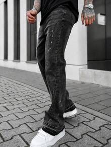 Artur Kramer Quần jean denim co giãn ôm vừa vặn, quần jean cotton giặt sờn, đa năng & thời trang; Quần jean denim giặt có túi xéo, quần áo công sở nhẹ, đa năng; quần jean ống đứng thường ngày có nút và khóa kéo, phù hợp với mọi mùa - màu đen - Xem 5