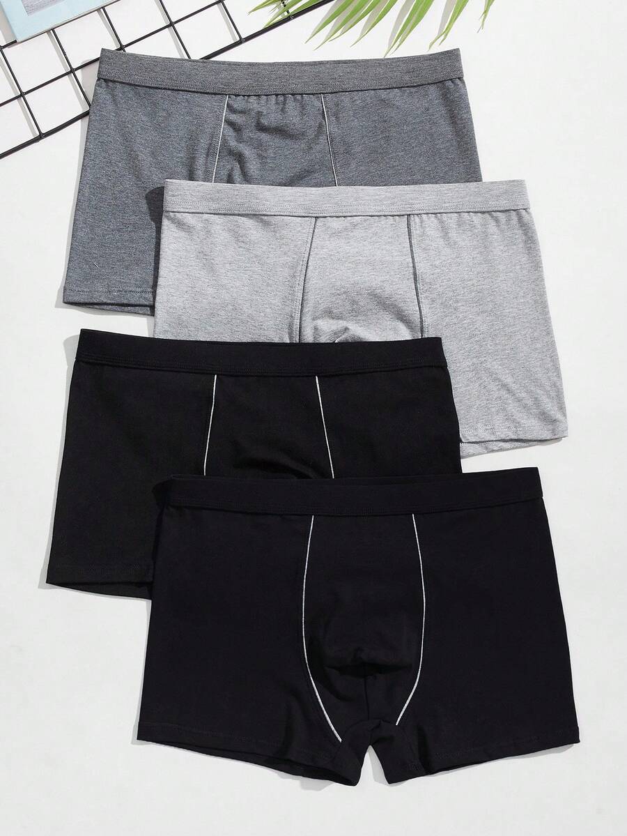 SHEIN 4 piezas/Set Calzoncillos tipo bóxer cómodos y casuales para hombres - Multicolor - Ver 1