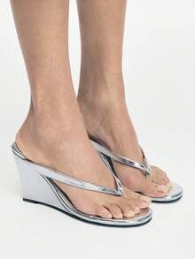 Mnmlis Women's Fashionable And Comfortable Versatile Platform Wedge Sandals Summer Shoes - Silver - View 2
