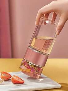 1pc Glass Tea Infuser Bottle, Double-Layer Glass Water Bottle With Filter, Loose Leaf Tea Steeper, Portable Tea Maker, Borosilicate Glass, Leak-Proof, Separate Tea Leaf Compartment, Suitable For Cold & Hot Drinks, Travel, Office, Home Use, Adult Healthy Gift - Multicolor - View 2