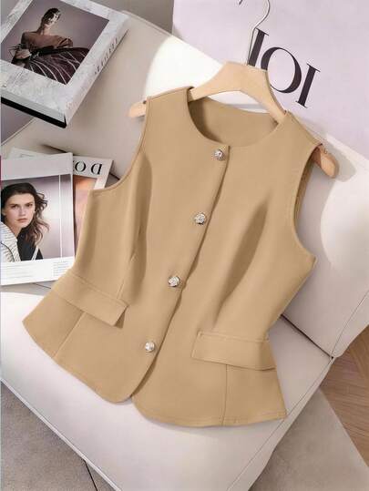 GlowEve CURVE Áo sơ mi cỡ lớn với thiết kế tinh tế, đa năng, ôm eo, chất lượng cao, thanh lịch, thời trang, cổ tròn, dành cho người trí thức.