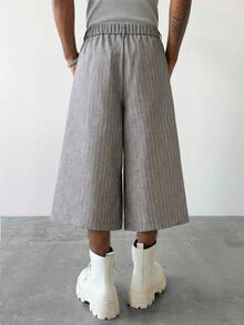 TOKVUE Men's Casual Striped Wide Leg Shorts - Light Grey - View 2