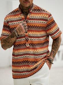 Manfinity CasualCool Áo sơ mi dệt kim nam kiểu dáng thường ngày, món quà Ngày của Mẹ đa năng. - Nhiều màu - Xem 3