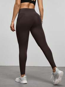 Breezaya Pantalones cortos deportivos con estampado gráfico y bolsillos, con cintura elástica para mujer - Marrón - Ver 5
