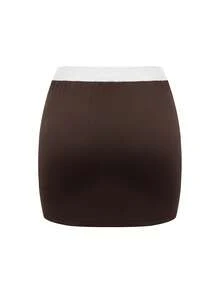 Bonvoyette Caftán de cuello en V elegante con bloques de color para primavera/verano - Marrón - Ver 5