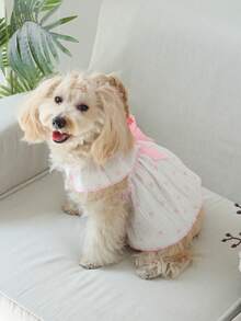 PETSIN One Piece Cute Romantic Heart Strap Ruffled Hem Pet Dress - Pink - View 7
