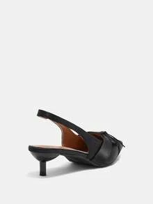 Bholvia Giày sandal cao gót mũi nhọn kiểu Pháp dành cho nữ, mẫu mùa hè 2024, màu đen thanh lịch, kiểu gót thấp, thích hợp cho tiệc tùng. - màu đen - Xem 7