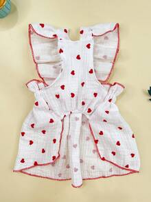 PETSIN One Piece Of Cute & Romantic Pet Dress With Heart-Patterned Harness And Ruffled Edges - Red - View 6