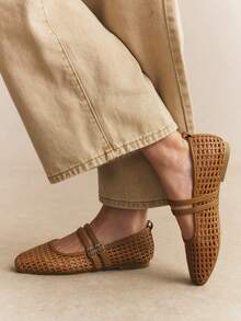 Rosivie Woven Casual Versatile Breathable Comfortable Women Flats For Christmas - Khaki - View 11