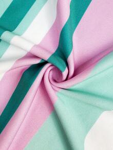 SHEIN BASICS Đầm ngắn không tay ôm sát, cổ chữ V, họa tiết sọc tương phản dành cho nữ - Nhiều màu - Xem 7