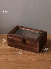1pc Vintage Handmade Wooden Jewelry Box - With Embossed Metal Lid, Retro Brown Wooden Storage Box With Clasp, Nordic Style Desktop Organizer Box For Storing Jewelry, Small Accessories, Cosmetics - Wood Color - View 13