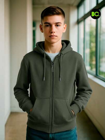Big City Sudadera hoodie juvenil para niño con cierre frontal, capucha ajustable y bolsillos, ropa casual infantil
