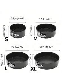 1pc / 3pcs, Lockable Bottom Spring Cake Mold, Loose Bottom Baking Cake Mold, Removable Non-Stick Baking Pan, Oven Accessories, Baking Tools, Kitchen Gadgets, Kitchen Accessories, Home Kitchen Supplies - Black - View 3