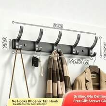 Heavy Duty Door Hanger With Hooks Behind The Door Can Hang Jackets, Bathrobes, Hats, Clothes, And Towels. Bathroom Storage Rack Can Be Hung Without Drilling Holes For Towel And Hat Racks - Black - View 8