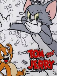 TOM & JERRY X SHEIN GraphicGems 夏季青少年男童可爱卡通联名印花柔软舒适弹力贴身短袖短裤四件套睡衣 - 彩色 - 查看 6