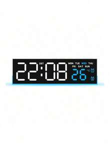 Multifunctional Atmosphere Lamp Alarm Clock, Minimalist Electronic Clock With LED Digital Display, Bedside Clock With Week, Temperature, 3 Brightness Levels, AC Powered & Battery Operated - USB or other DC connection - View 11