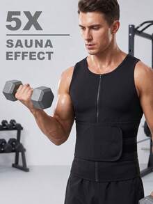 Gym Rark بدلة سونا رجالية متعددة الاستخدامات 4 في 1، سترة مدربة للخصر، خزان ضغط مع سحاب، تصميم ضيق للتشكيل، مناسبة لتدريب الخصر في الربيع - فضي - مشاهدة 4
