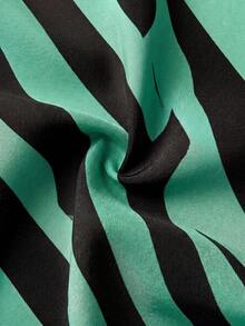 Maweii Plus Size Women's Woven Striped Slit Sexy Jumpsuit - Green - View 7