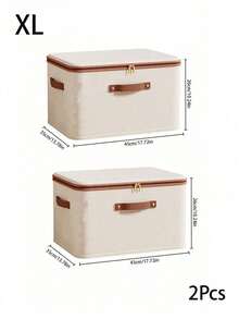 1/2 Packs Zippered Fabric Storage Box, Foldable & Washable Closet Organizer, With Handle (Beige) - Beige - View 11