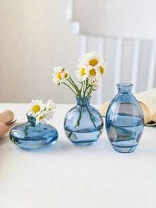 Set Vas Mini Modern 3 Buah (Hijau) - Sempurna untuk Dekorasi Rumah, Rangkaian Bunga, Pesta, dan Lainnya, Dekorasi Rumah, Vas Bunga, Hiasan Tengah Meja, Dekorasi Meja - Baby Blue - View 6
