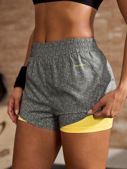 Powerista Women's Printed Double-Layer Sports Shorts