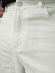 LEOGASHI LEOGASHI 1pc Infinite Jeans Men's Casual Straight Leg Jeans, High-Quality Streetwear Comfortable Pants (Belt And Accessories Not Included) - White - View 3
