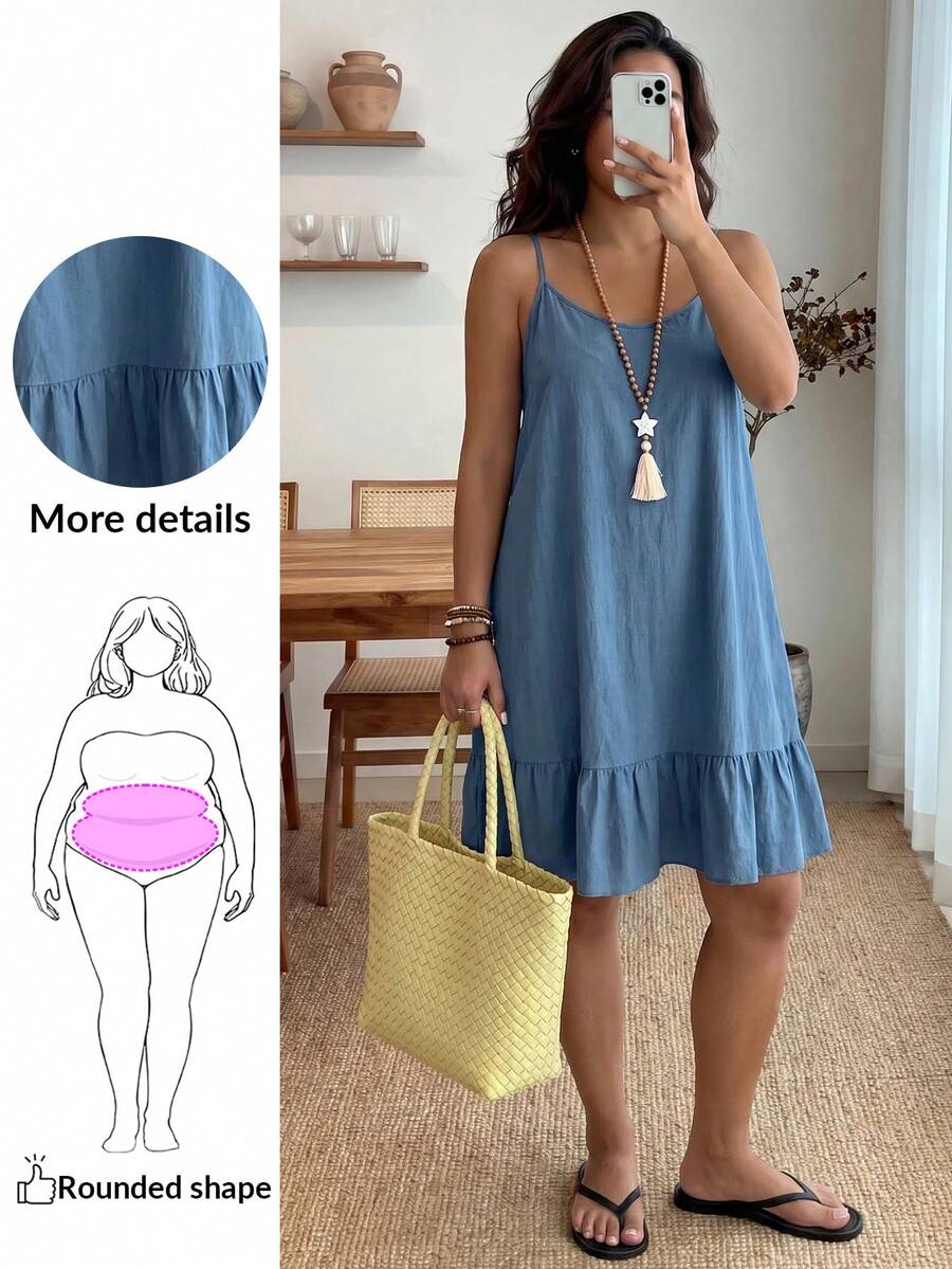 Enliva Jolene.Mendez Plus Size Women's Solid Color Ruffle Hem Cami ...