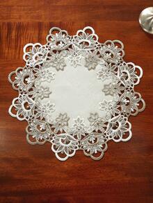 Cirelle 1pc Vintage Lace Round Tablecloth, Elegant Embroidered Hollow Out Table Mat, Polyester Table Cover For Dining Room, Kitchen, Party And Home Decor - Multicolor - View 7