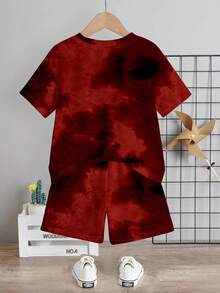 Bộ áo thun ngắn tay cổ tròn in họa tiết tie-dye cho bé trai và quần short. - Nhiều màu - Xem 4
