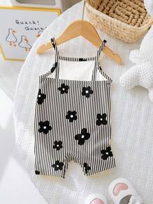 SHEIN LMoss Kids 碎花图案新生儿连体衣，适合夏季穿着 - 彩色 - 查看 2