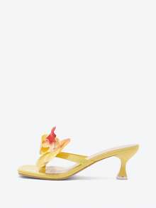 Eladyva Sandalias de chanclas con puntera cuadrada y estampado floral para mujer talla grande, Moda Verano Casual Playa, Nuevos Modelos 2025 - Amarillo - Ver 7