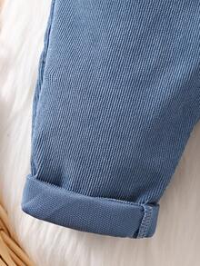 SHEIN Baby Boys' Solid Color Zip-up Coveralls - Blue - View 3