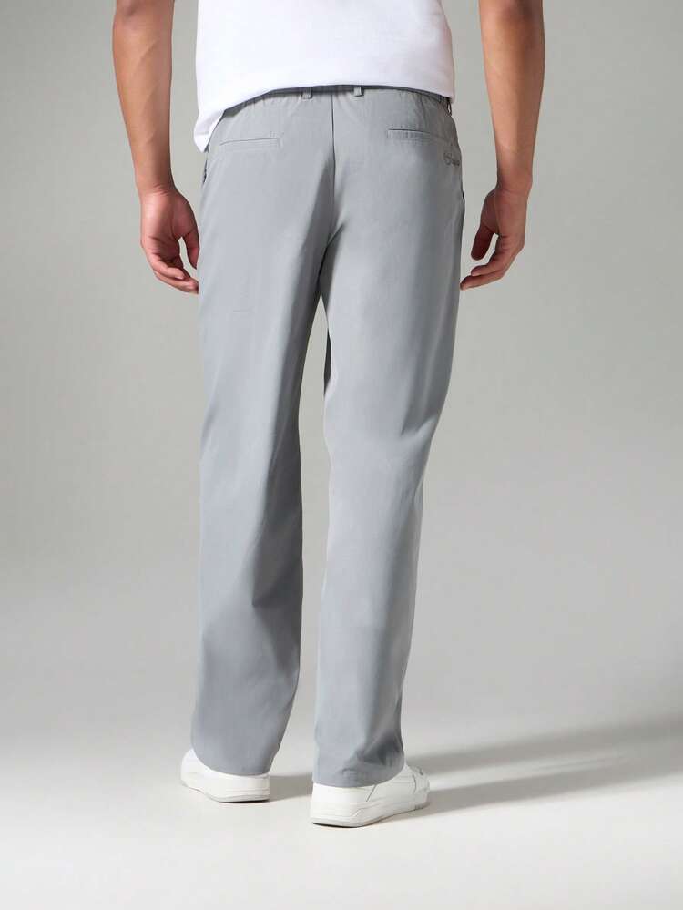 Pantalon décontracté à jambes larges avec cordon de serrage, détail de couture plissée à l'avant et taille élastique pour un port quotidien