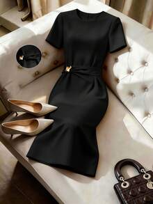 Women Midi Dresses - Black - View 3