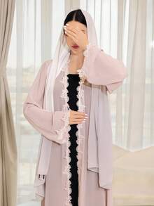 Yasmyna Áo Abaya thêu thanh lịch dành cho nữ - Hồng - Xem 3