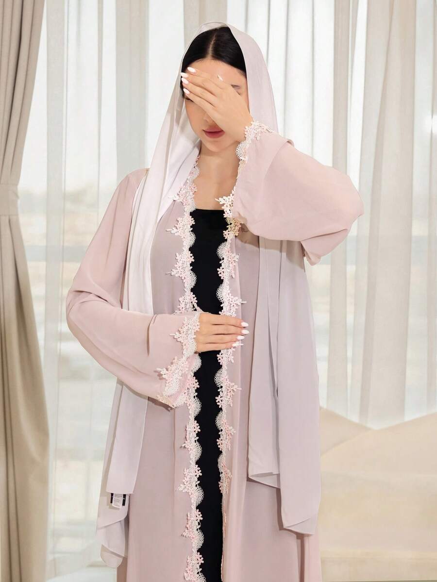 Yasmyna Women's Elegant Embroidered Abaya - Pink - View 1
