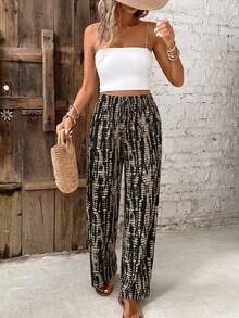 SHEIN Frenchy Quần ống rộng nữ kiểu dáng thường ngày, trang phục thường ngày nữ, quần áo mùa hè nữ. - Nhiều màu - Xem 7