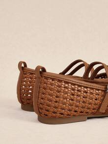 Rosivie Woven Casual Versatile Breathable Comfortable Women Flats For Christmas - Khaki - View 6