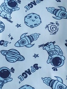 [1 Set Random] Baby Boy Round Neck Short Sleeve & Shorts Multi-Color Car Cloud Print Snug Fit Pajamas Soft Knit Summer Casual Homewear - Multicolor - View 4