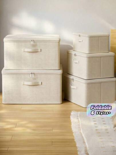 Foldable Storage Bin With Lid,Cloth Box For Clothes Toys Home Organization Cotton Linen Organizer For Bedroom Closet Living Room Storage Bins Space Saving Collapsible Storage Containers With Handles Decorative Storage Boxes Multi Purpose Organizer For Shelf Wardrobe