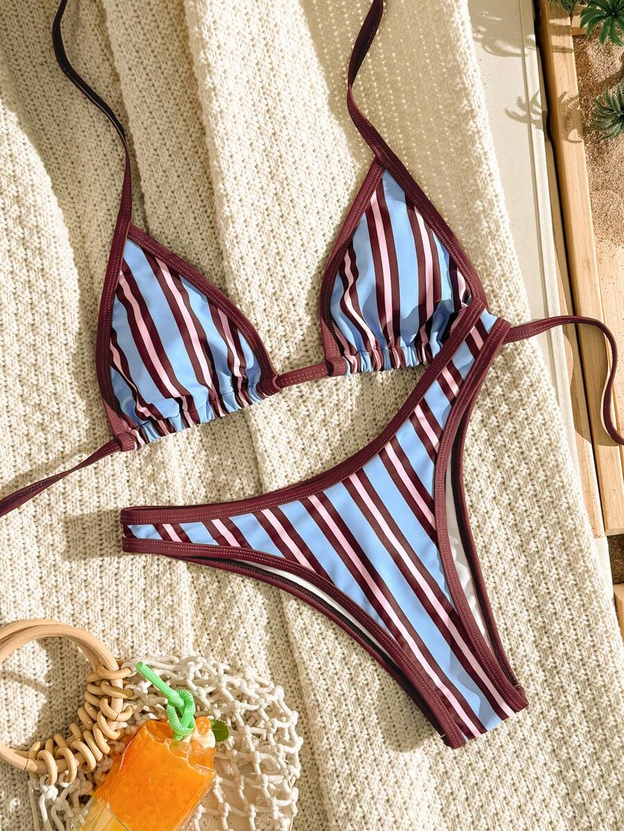 Swim Vcay 2026新款春夏女款兩件式泳衣套裝,隨機印花,優雅休閒海灘度假泳裝 - 彩色 - 查看 1