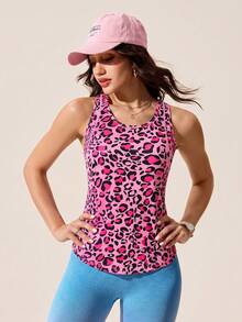 SHEIN Sovereign Charm Top sportivo casual senza maniche, aderente, in rete con stampa colorata e effetto patchwork - Multicolore - Visualizzare 6