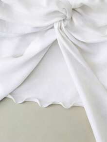 GlowEve Blusa de satén sin tirantes con nudo, elegante para uso diario, vacaciones, salidas, fiestas, primavera/verano - Blanco - Ver 3