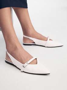 Mnmlis Ladies Commuter Fashion Metal Buckle Animal Pattern Snake Pattern Comfortable Soft Bottom Pointed Flat Bottom Shoes - Chantilly - View 9