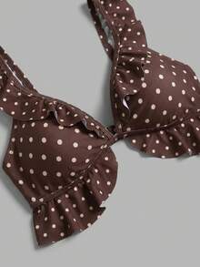 Sweetra CURVE Plus Size Polka Dot Print Swimsuit Set Vacation Beach - Multicolor - View 3